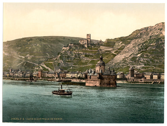 A picture of The Pfalz on the Rhine, Coub (i.e., Kaub), the Rhine, Germany