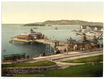 A picture of The Pier, with Drake's Island, Plymouth, England