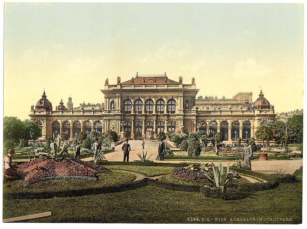A picture of The public garden and casino, Vienna, Austro-Hungary
