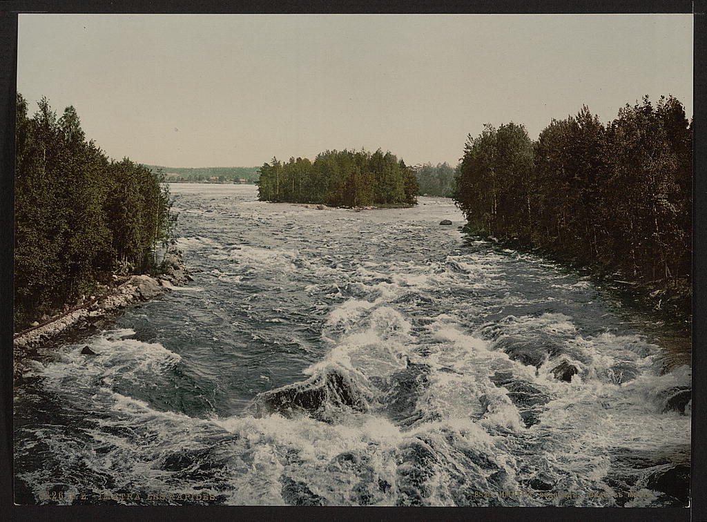 A picture of The rapids toward the pavillion, Imatra, ,Finland