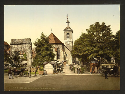 A picture of The roman arch and the church, Aix, France