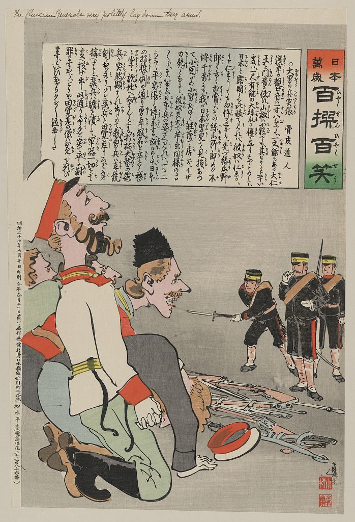 A picture of The Russian generals very politely lay down their arms
