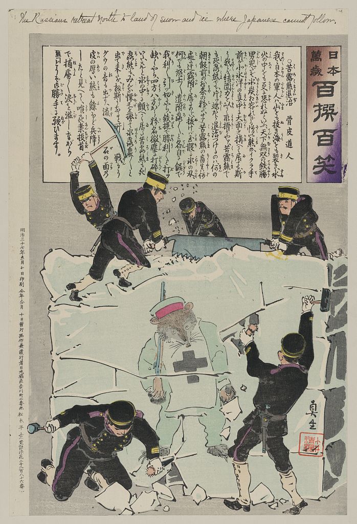 A picture of The Russians retreat north to land of snow and ice where Japanese cannot follow