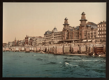 A picture of The seashore and Kursaal, (i.e., Cursaal), Blankenberghe, Belgium