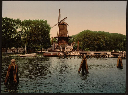 A picture of The Spaarne and windmill, Haarlem, Holland