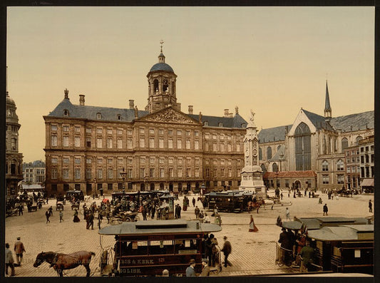 A picture of The square, palace, and church, Amsterdam, Holland