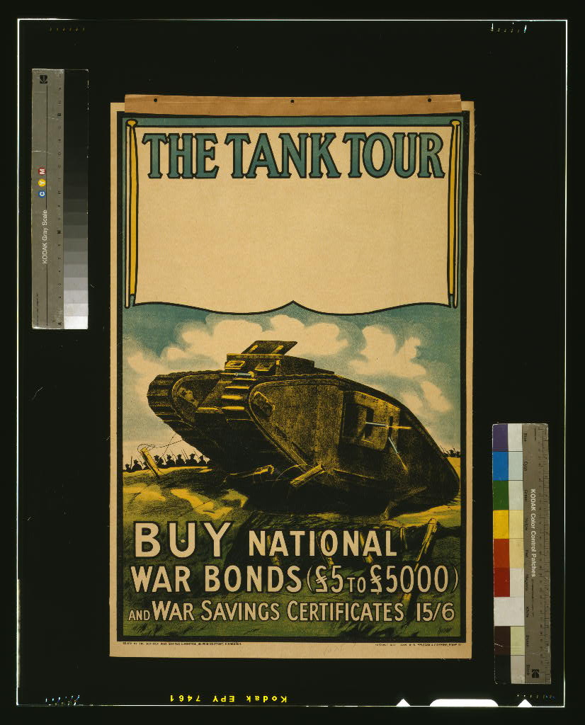 A picture of The tank tour. Buy national war bonds (£5 to £5000) and war savings certificates 15/6