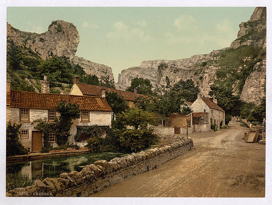 A picture of The village and Lion Rock, Cheddar, England