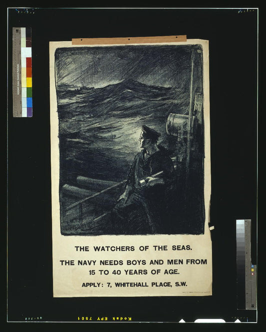 A picture of The watchers of the seas. The navy needs boys and men from 15 to 40 years of age
