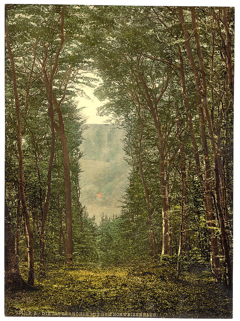 A picture of The Zauberhole and the Schweizerhaus, Niederwald Monument, the Rhine, Germany