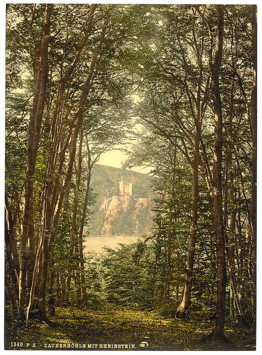 A picture of The Zauberhole (Enchanted Grotto) and Rheinstein, Niederwald Monument, the Rhine, Germany