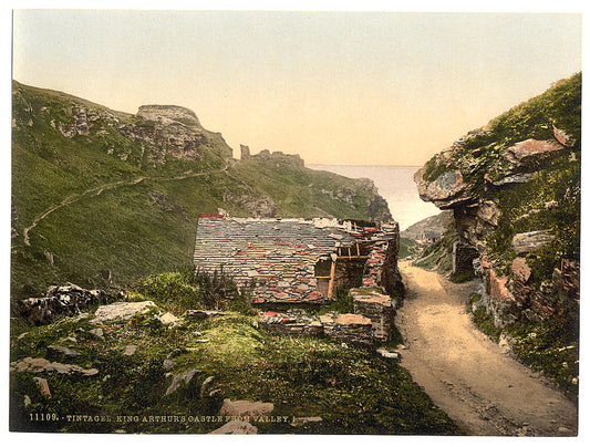 A picture of Tintagel, King Arthur's Castle from valley, I, Cornwall, England