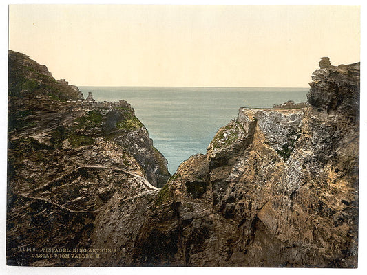 A picture of Tintagel, King Arthur's Castle from valley, II, Cornwall, England
