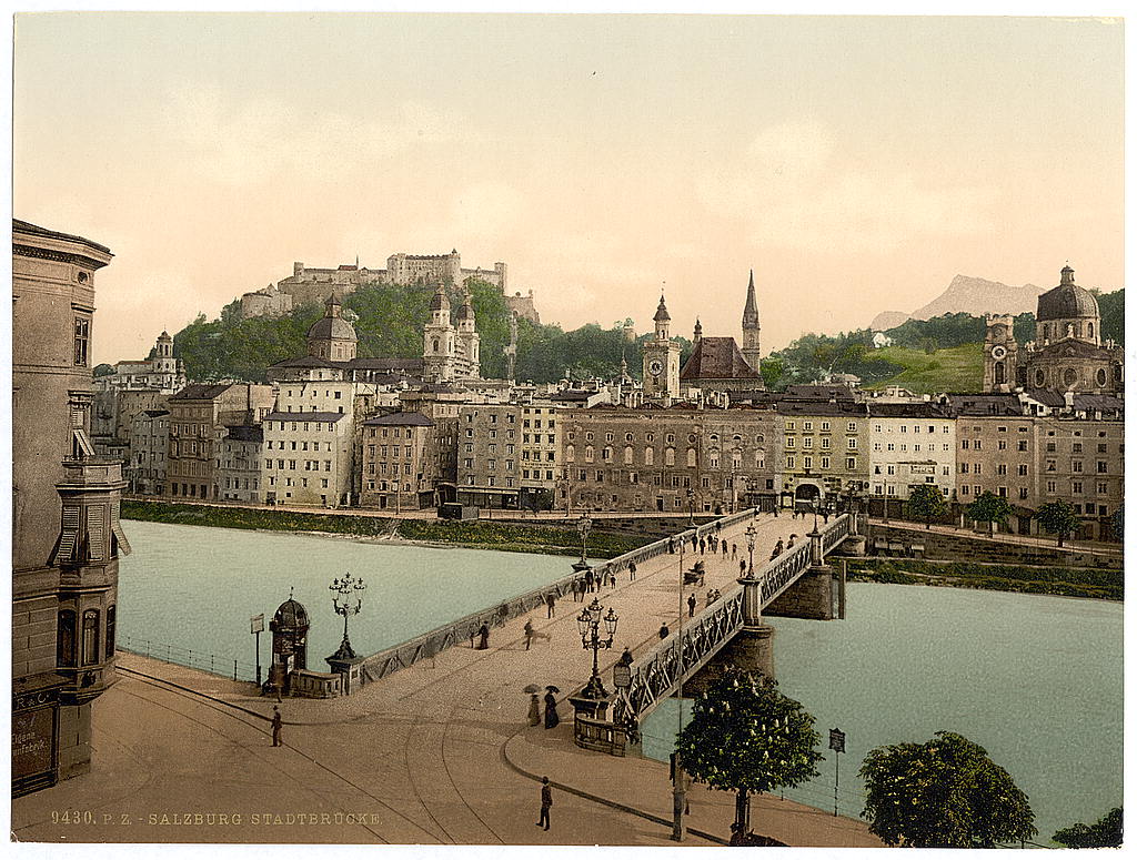A picture of Town bridge, Salzburg, Austro-Hungary