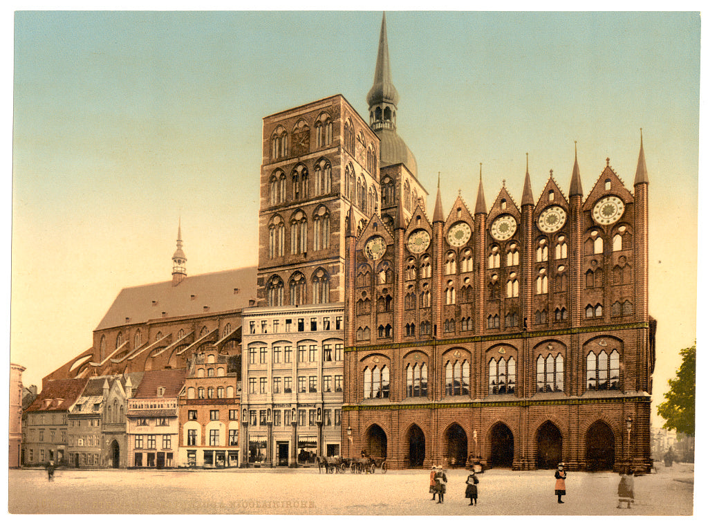 A picture of Town hall and St. Nicholas Church, Stralsund, Pomerania, Germany