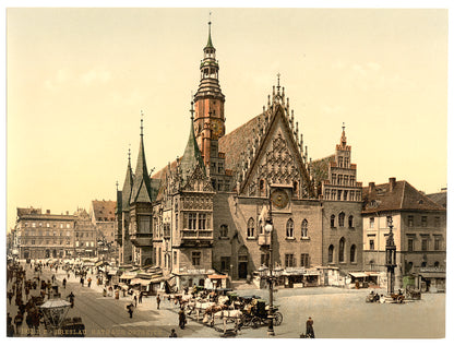 A picture of Town hall from the east, Breslau, Silesia, Germany (i.e., Wrocław, Poland)