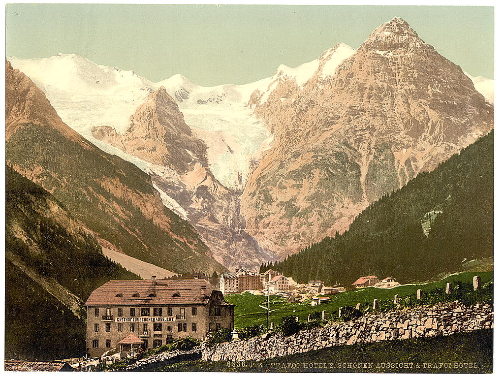 A picture of Trafoi, Hotels Bellevue (i.e., Schönen Aussicht) and Trafoi, Tyrol, Austro-Hungary