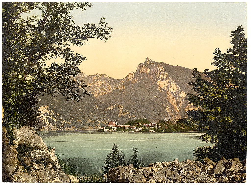 A picture of Traunkirchen, from Winkel, Upper Austria, Austro-Hungary