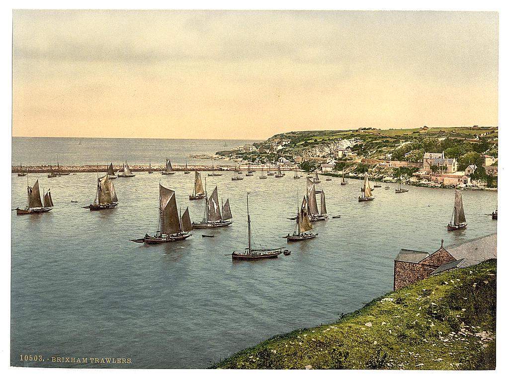 A picture of Trawlers leaving harbor, Brixham, England