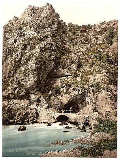 A picture of Trebinjica (i.e., Trebišnjica) River, the source, Herzegowina, Austro-Hungary