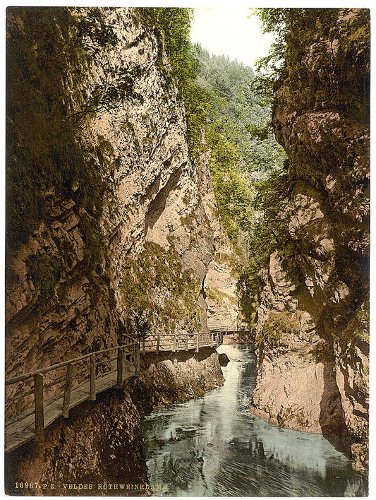 A picture of Triglav, Rothweinklamm (i.e., Rotwein Klamm), Carniola, Austro-Hungary