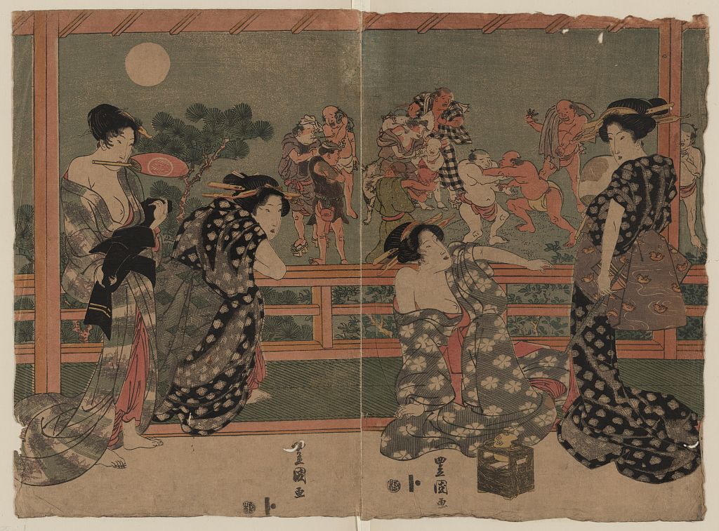 A picture of Tsukiyo ni sumō o miru onna