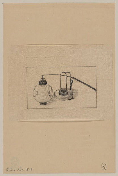A picture of Two views of a paper lantern, full and with the paper collapsed