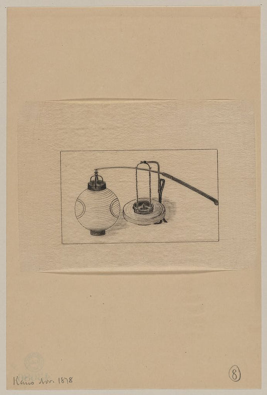 A picture of Two views of a paper lantern, full and with the paper collapsed