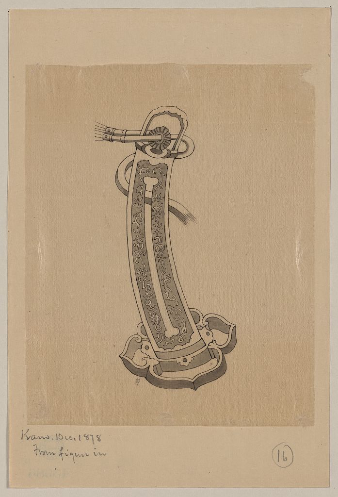 A picture of Unknown object with open-work base, ornamental shaft, and cord(?)