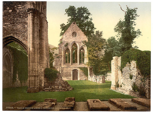 A picture of Valle Crucis Abbey, interior looking west, Llangollen, Wales