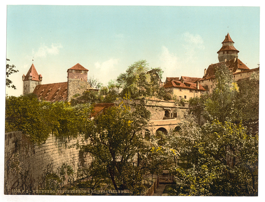 A picture of Vestnerthor (i.e. Vestner Tor), with imperial stables, Nuremberg, Bavraria, Germany