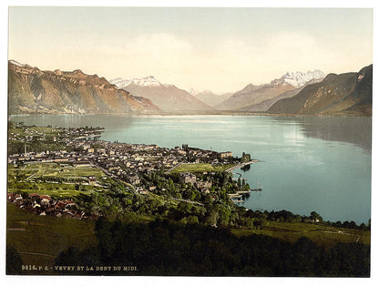 A picture of Vevey, and Dent du Midi, Geneva Lake, Switzerland