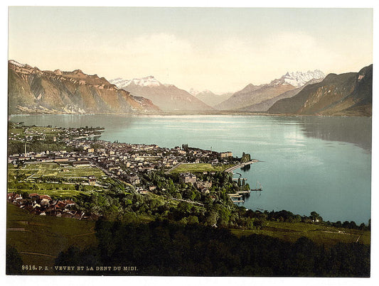 A picture of Vevey, and Dent du Midi, Geneva Lake, Switzerland