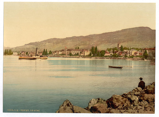 A picture of Vevey, the quay, Geneva Lake, Switzerland