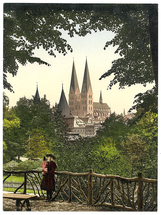 A picture of View from wall towards Mary's Church, Lubeck, Germany