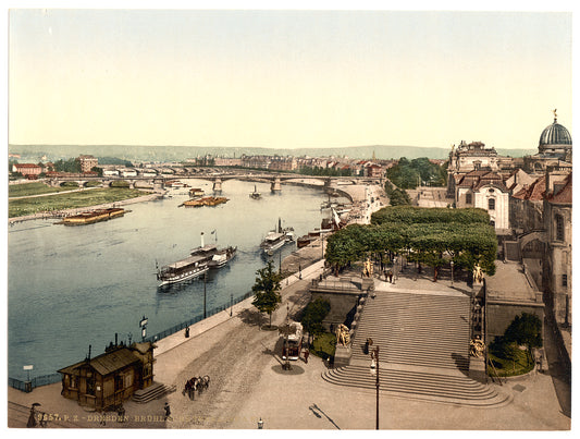 A picture of View of the Elbe and Bruhlsche Terrace, Altstadt, Dresden, Saxony, Germany