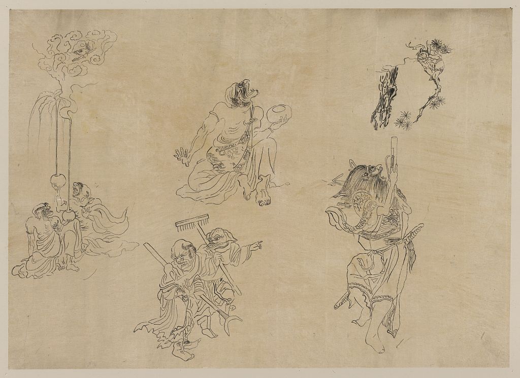A picture of Vignettes of supernatural beings and mythical events possibly related to Japanese theater