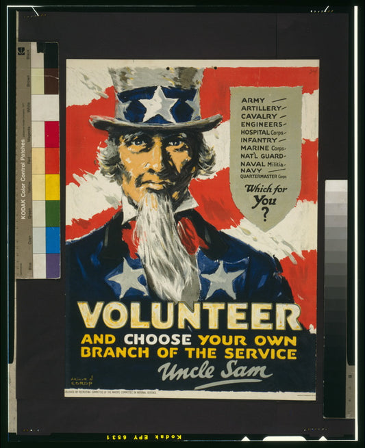 A picture of Volunteer, and choose your own branch of the service - Uncle Sam