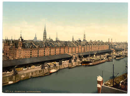 A picture of Warehouses at docks, Hamburg, Germany