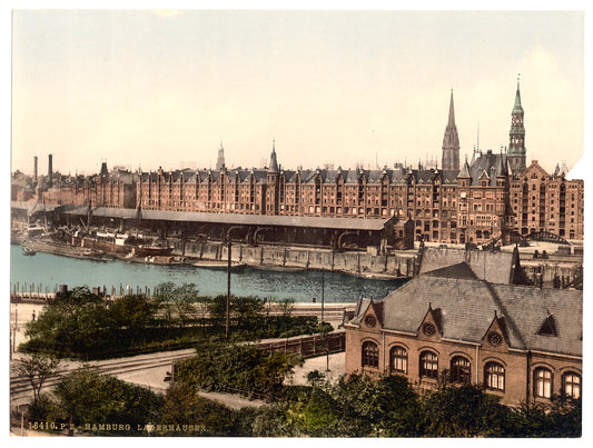 A picture of Warehouses at docks, Hamburg, Germany