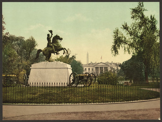 A picture of Washington. Jackson Monument and White House