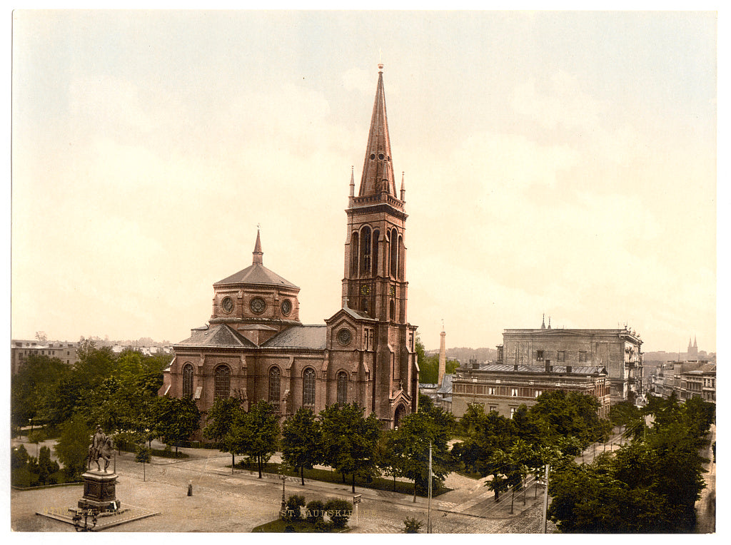 A picture of Weltzin Place and St. Paul's Church, Bromberg, Germany (i.e., Bydgoszcz, Poland)