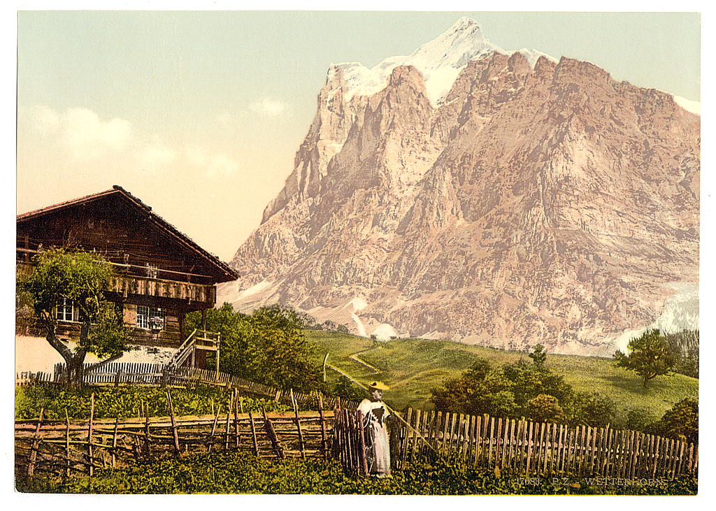 A picture of Wetterhorn Mountain and chalet, Bernese Oberland, Switzerland