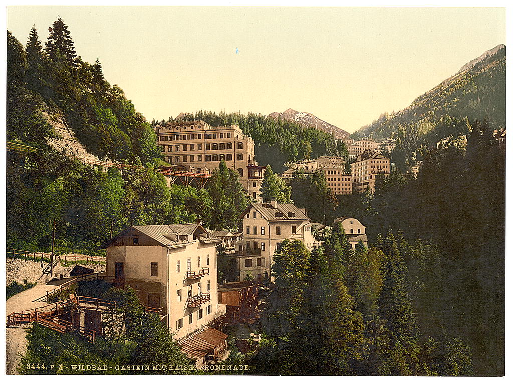 A picture of Wildbad Gastein (i.e., Bad Gastein) and Kaiser Promenade, Salzburg, Austro-Hungary