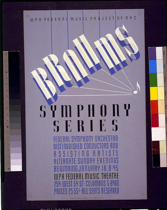 A picture of WPA Federal Music Project of NYC presents Brahms symphony series Federal symphony orchestra - distinguished conductors and assisting artists.