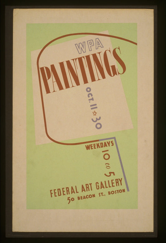 A picture of WPA paintings, Federal Art Gallery, 50 Beacon St., Boston