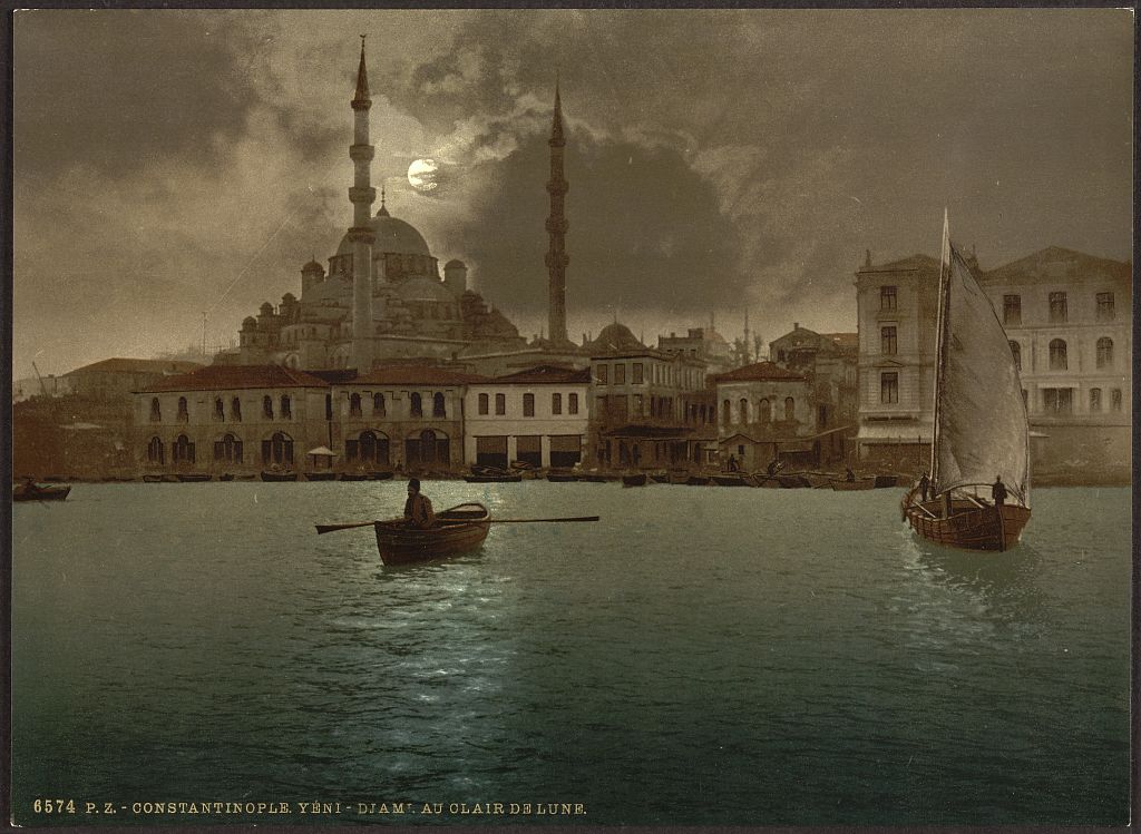 A picture of Yeni-Djama (i.e., Yeni Cami) by moonlight, Constantinople, Turkey