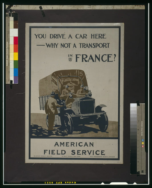 A picture of You drive a car here--why not a transport in France? American Field Service /