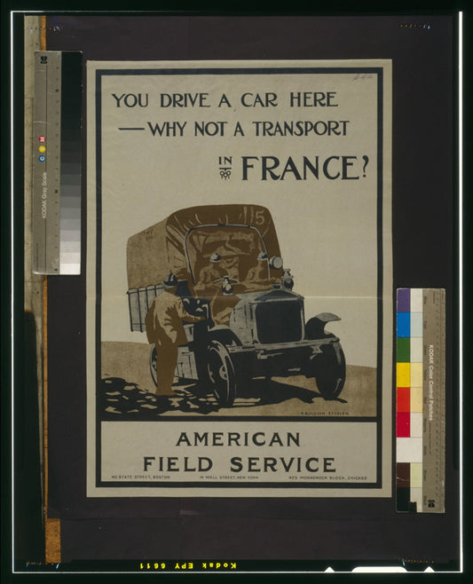 A picture of You drive a car here--why not a transport in France? American Field Service /