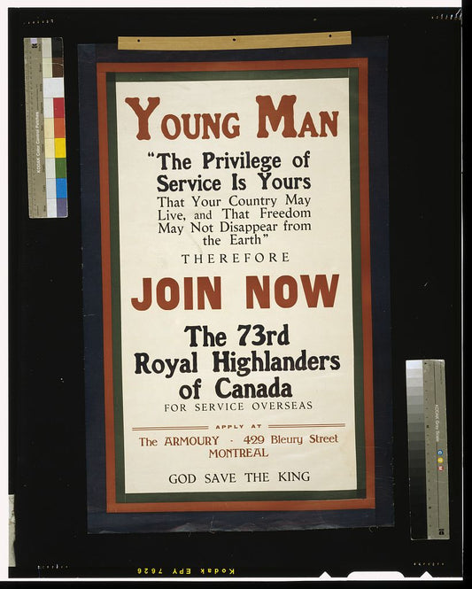 A picture of Young man ... join now, the 73rd Royal Highlanders of Canada